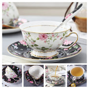 Europe Bone China Coffee Cup Saucer Spoon Set 200ml Luxury Ceramic Mug Top-grade Porcelain Tea Cup Cafe Teaware Party Drinkware-Health Wisdom™