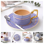 Europe Bone China Coffee Cup Saucer Spoon Set 200ml Luxury Ceramic Mug Top-grade Porcelain Tea Cup Cafe Teaware Party Drinkware-Health Wisdom™