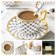 Europe Bone China Coffee Cup Saucer Spoon Set 200ml Luxury Ceramic Mug Top-grade Porcelain Tea Cup Cafe Teaware Party Drinkware-Health Wisdom™