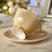 Europe Bone China Coffee Cup Saucer Spoon Set 200ml Luxury Ceramic Mug Top-grade Porcelain Tea Cup Cafe Teaware Party Drinkware-Health Wisdom™