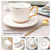 Europe Bone China Coffee Cup Saucer Spoon Set 200ml Luxury Ceramic Mug Top-grade Porcelain Tea Cup Cafe Teaware Party Drinkware-Health Wisdom™