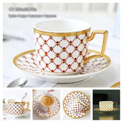 Europe Bone China Coffee Cup Saucer Spoon Set 200ml Luxury Ceramic Mug Top-grade Porcelain Tea Cup Cafe Teaware Party Drinkware-Health Wisdom™