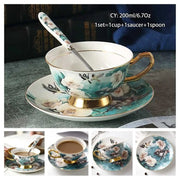 Europe Bone China Coffee Cup Saucer Spoon Set 200ml Luxury Ceramic Mug Top-grade Porcelain Tea Cup Cafe Teaware Party Drinkware-Health Wisdom™