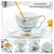 Europe Bone China Coffee Cup Saucer Spoon Set 200ml Luxury Ceramic Mug Top-grade Porcelain Tea Cup Cafe Teaware Party Drinkware-Health Wisdom™