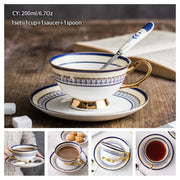 Europe Bone China Coffee Cup Saucer Spoon Set 200ml Luxury Ceramic Mug Top-grade Porcelain Tea Cup Cafe Teaware Party Drinkware-Health Wisdom™