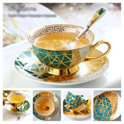 Europe Bone China Coffee Cup Saucer Spoon Set 200ml Luxury Ceramic Mug Top-grade Porcelain Tea Cup Cafe Teaware Party Drinkware-Health Wisdom™