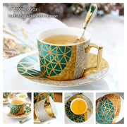 Europe Bone China Coffee Cup Saucer Spoon Set 200ml Luxury Ceramic Mug Top-grade Porcelain Tea Cup Cafe Teaware Party Drinkware-Health Wisdom™