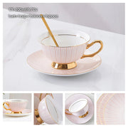 Europe Bone China Coffee Cup Saucer Spoon Set 200ml Luxury Ceramic Mug Top-grade Porcelain Tea Cup Cafe Teaware Party Drinkware-Health Wisdom™
