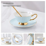 Europe Bone China Coffee Cup Saucer Spoon Set 200ml Luxury Ceramic Mug Top-grade Porcelain Tea Cup Cafe Teaware Party Drinkware-Health Wisdom™