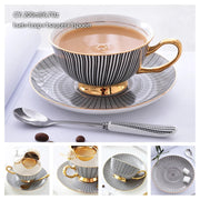 Europe Bone China Coffee Cup Saucer Spoon Set 200ml Luxury Ceramic Mug Top-grade Porcelain Tea Cup Cafe Teaware Party Drinkware-Health Wisdom™