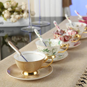 Europe Bone China Coffee Cup Saucer Spoon Set 200ml Luxury Ceramic Mug Top-grade Porcelain Tea Cup Cafe Teaware Party Drinkware-Health Wisdom™