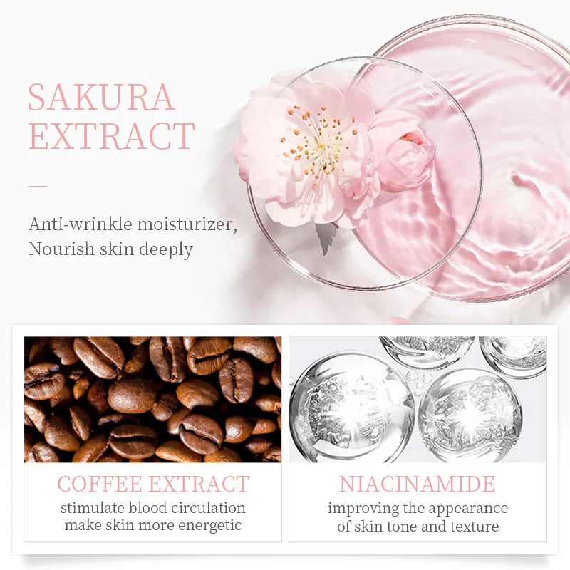Eye Cream Sakura Serum Anti-Wrinkle Anti-Age Remove Dark Circles Eye Care Against Puffiness And Bags Hydrate Eye Cream 15g-Health Wisdom™