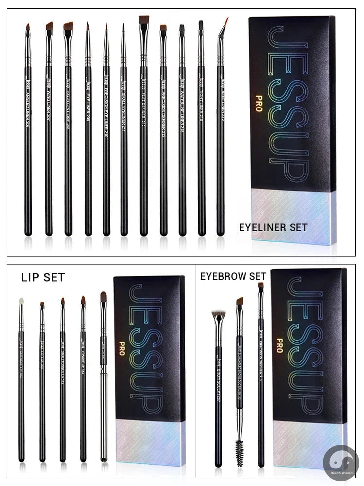 Eyeliner Brushes set,11pcs Pro Eyeliner Brushes,Tapered Angled Flat Ultra Fine Precision Eye Makeup brushes set T324-Health Wisdom™