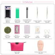 False Eyelash Extension Training Kit Makeup Practice Model Head Eye Pads Tweezers Glue Ring Brush Grafting Eyelash Tools Set-Health Wisdom™