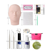 False Eyelash Extension Training Kit Makeup Practice Model Head Eye Pads Tweezers Glue Ring Brush Grafting Eyelash Tools Set-Health Wisdom™