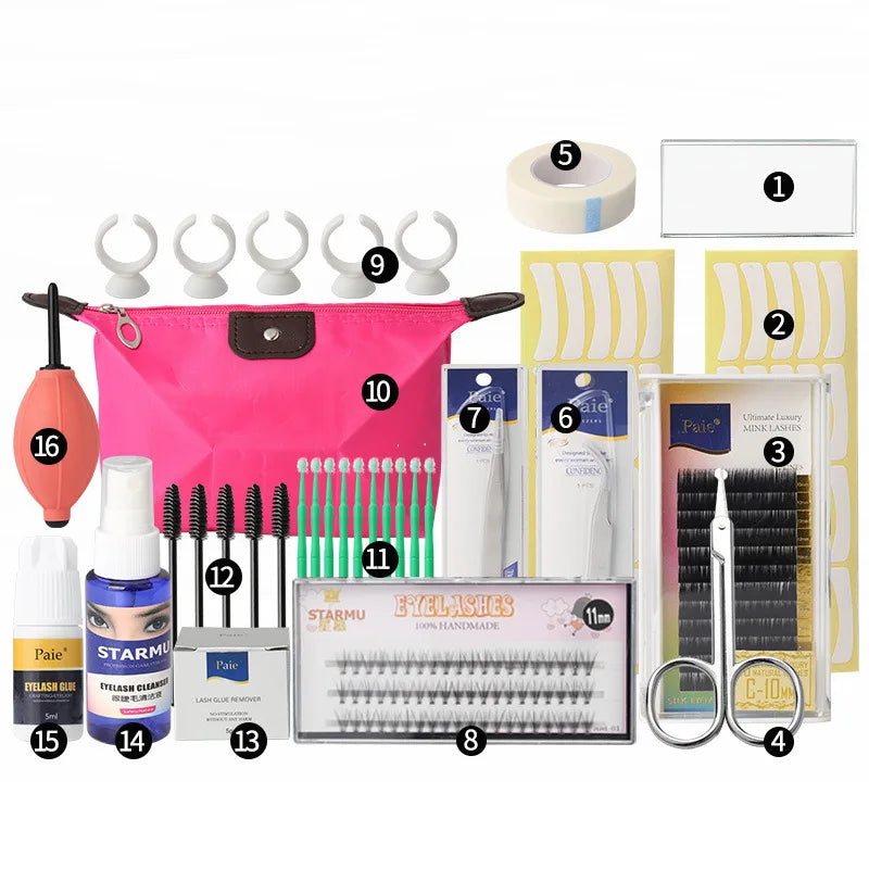 False Eyelashes Extension Training Kit Eye's Makeup Set Grafting Eyelash Tools Kit Practice Model Head Eye Lashes Graft Tool Kit-Health Wisdom™