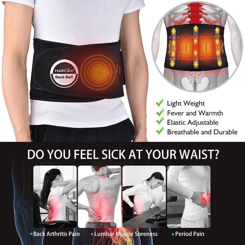 Far Infrared Heated Therapy Waist Massage Low Back Belt Herniated Disc Scoliosis Pain Relief Spine Lumbar Brace Support Massager-Health Wisdom™