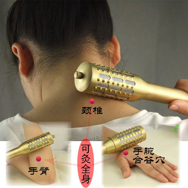 Fine Copper Moxibustion Tool Handhold Moxa Stick Burner Rotable Massager Warm Acupoint Meridians of Body Health Care-Health Wisdom™