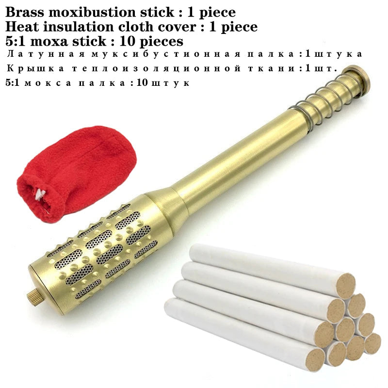 Fine Copper Moxibustion Tool Handhold Moxa Stick Burner Rotable Massager Warm Acupoint Meridians of Body Health Care-Health Wisdom™