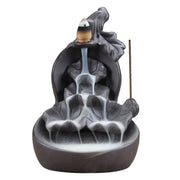 Free Gourd and Lotu Waterfall Incense Burner Incense Stick Holder Censer Purple Clay Aroma Smoke Backflow Home Decor -No Incense-Health Wisdom™