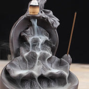 Free Gourd and Lotu Waterfall Incense Burner Incense Stick Holder Censer Purple Clay Aroma Smoke Backflow Home Decor -No Incense-Health Wisdom™
