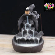 Free Gourd and Lotu Waterfall Incense Burner Incense Stick Holder Censer Purple Clay Aroma Smoke Backflow Home Decor -No Incense-Health Wisdom™