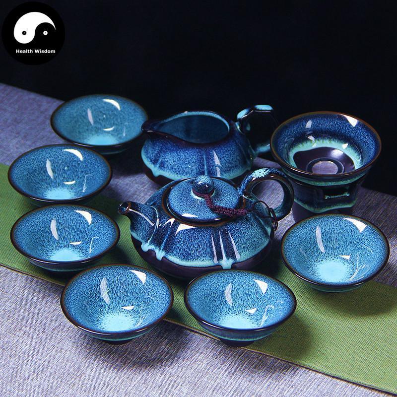 Full Kungfu Tea Set With 6 Cups 天目釉-Health Wisdom™