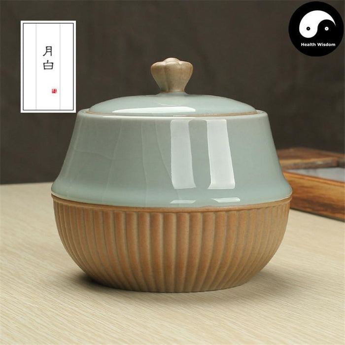 Ge Ceramic Loose Leaf Tea Storage 200g 茶叶罐, Moon White Glaze