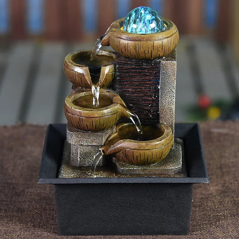 Gifts Desktop Water Fountain Portable Tabletop Waterfall Kit Soothing Relaxation Zen Meditation Lucky Fengshui Home Decorations-Health Wisdom™