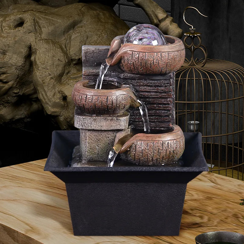Gifts Desktop Water Fountain Portable Tabletop Waterfall Kit Soothing Relaxation Zen Meditation Lucky Fengshui Home Decorations-Health Wisdom™