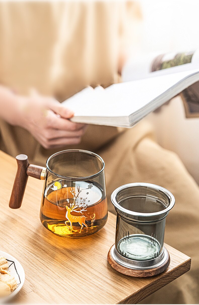 Glass Office Cup With Handle Household Filter Tea Making Cup Tea Separation Mug Modern Light Luxury Simple Water Cup-Health Wisdom™
