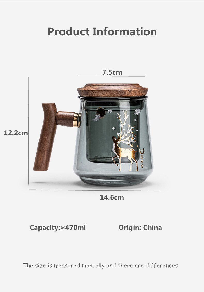 Glass Office Cup With Handle Household Filter Tea Making Cup Tea Separation Mug Modern Light Luxury Simple Water Cup-Health Wisdom™