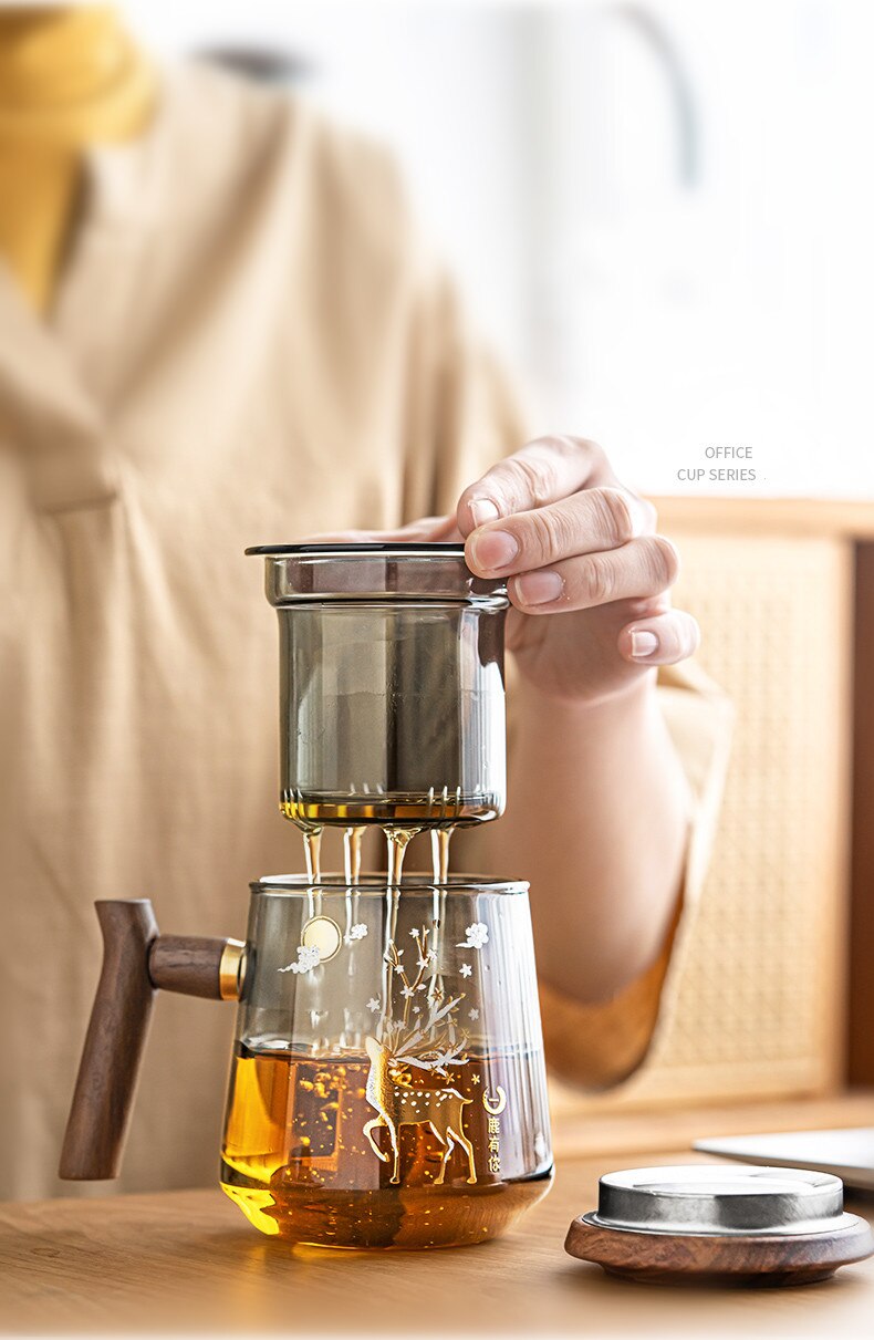 Glass Office Cup With Handle Household Filter Tea Making Cup Tea Separation Mug Modern Light Luxury Simple Water Cup-Health Wisdom™