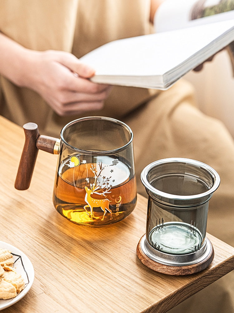 Glass Office Cup With Handle Household Filter Tea Making Cup Tea Separation Mug Modern Light Luxury Simple Water Cup-Health Wisdom™