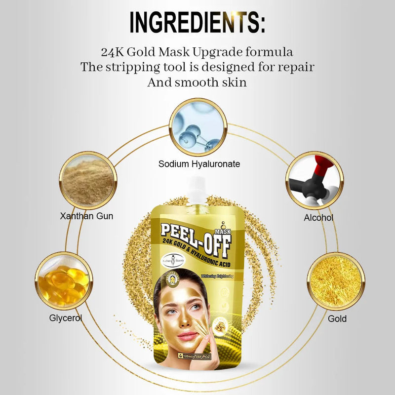 Gold Hyaluronic Acid Tearing Mask Peel-off Masks Blackhead Remove Acne treatment Anti-wrinkle Moisturizing Peeling Face Mask-Health Wisdom™