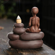 Halloween Ornament Skull Backflow Incense Burner Purple Clay Incense Stick Holder, Aromatherapy Home Decor Censer (No Incense)-Health Wisdom™