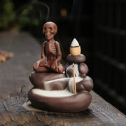 Halloween Ornament Skull Backflow Incense Burner Purple Clay Incense Stick Holder, Aromatherapy Home Decor Censer (No Incense)-Health Wisdom™