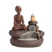 Halloween Ornament Skull Backflow Incense Burner Purple Clay Incense Stick Holder, Aromatherapy Home Decor Censer (No Incense)-Health Wisdom™