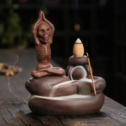 Halloween Ornament Skull Backflow Incense Burner Purple Clay Incense Stick Holder, Aromatherapy Home Decor Censer (No Incense)-Health Wisdom™