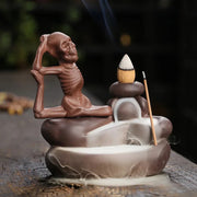 Halloween Ornament Skull Backflow Incense Burner Purple Clay Incense Stick Holder, Aromatherapy Home Decor Censer (No Incense)-Health Wisdom™