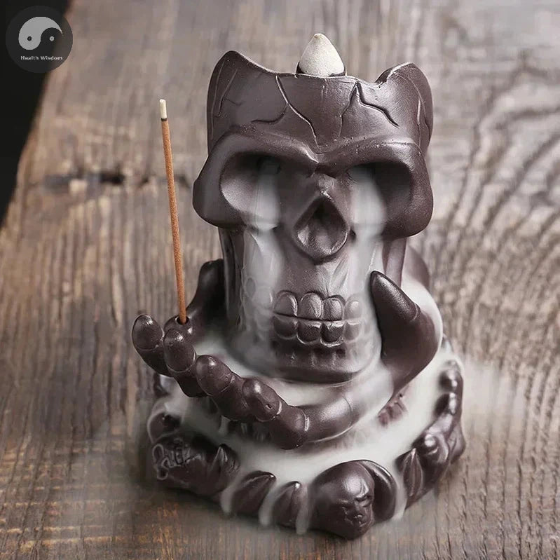 Halloween Skull Statue Home Decoration Fantasy Gifts Skull Backflow Incense Burner Creative Home Aromatherapy Gift - No Incense-Health Wisdom™