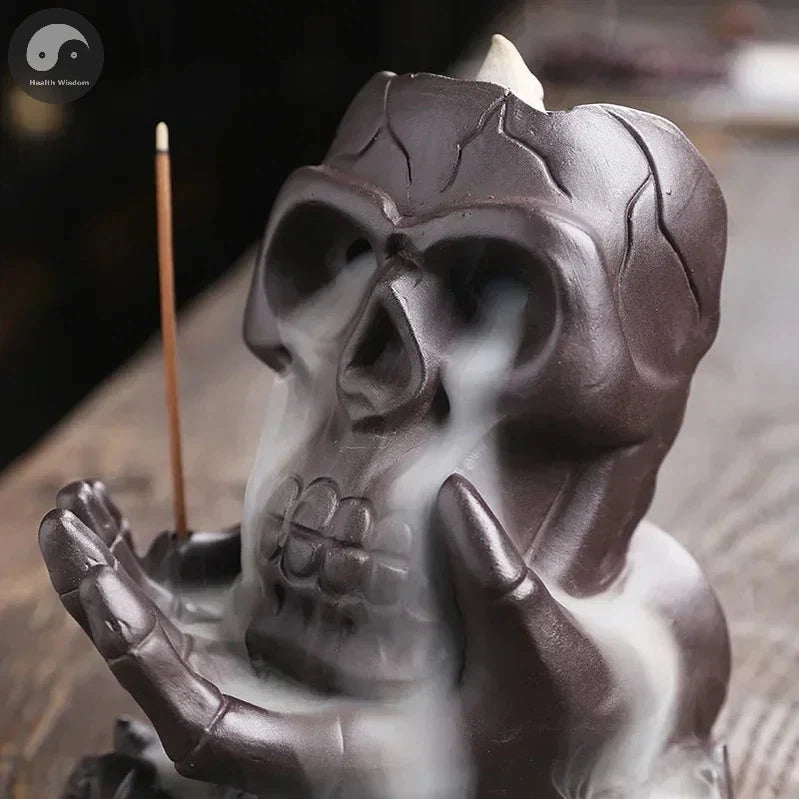 Halloween Skull Statue Home Decoration Fantasy Gifts Skull Backflow Incense Burner Creative Home Aromatherapy Gift - No Incense-Health Wisdom™