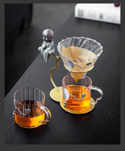 Hand Brewed Coffee Filter Set With Two Glass Coffee Cups Hand Brewing Pots Coffee Pour Over Coffee Kettle Pot Dripper Stand Cup-Health Wisdom™