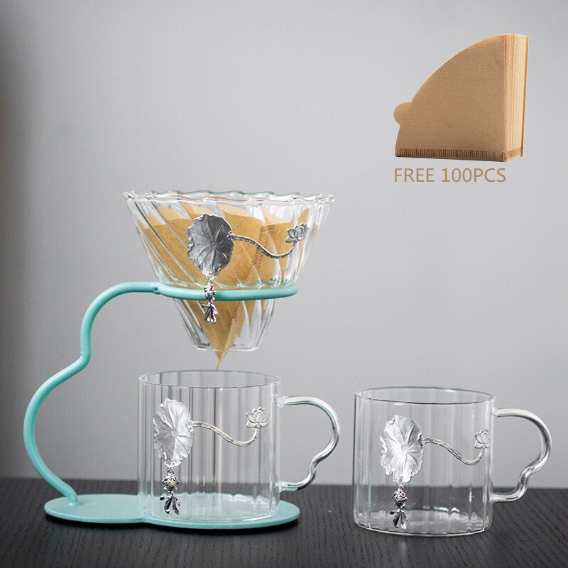 Hand Brewed Coffee Filter Set With Two Glass Coffee Cups Hand Brewing Pots Coffee Pour Over Coffee Kettle Pot Dripper Stand Cup-Health Wisdom™