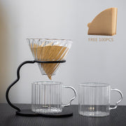 Hand Brewed Coffee Filter Set With Two Glass Coffee Cups Hand Brewing Pots Coffee Pour Over Coffee Kettle Pot Dripper Stand Cup-Health Wisdom™