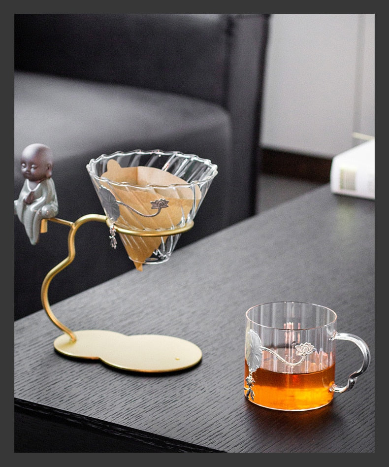 Hand Brewed Coffee Filter Set With Two Glass Coffee Cups Hand Brewing Pots Coffee Pour Over Coffee Kettle Pot Dripper Stand Cup-Health Wisdom™