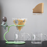 Hand Brewed Coffee Filter Set With Two Glass Coffee Cups Hand Brewing Pots Coffee Pour Over Coffee Kettle Pot Dripper Stand Cup-Health Wisdom™