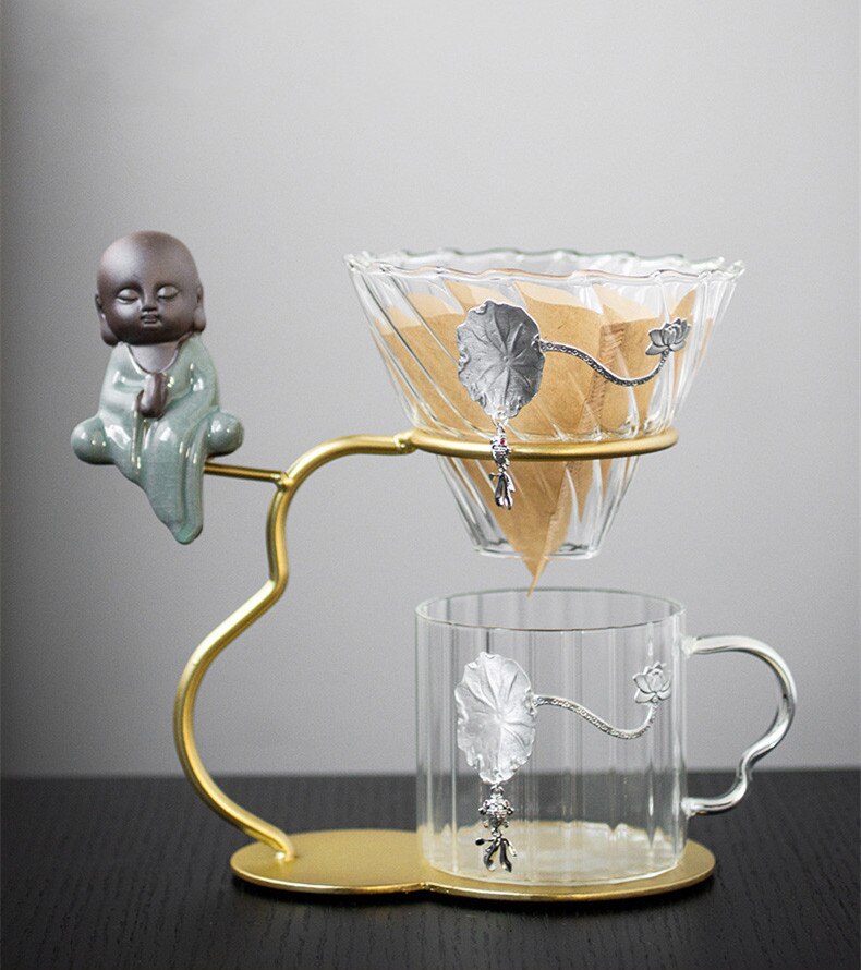 Hand Brewed Coffee Filter Set With Two Glass Coffee Cups Hand Brewing Pots Coffee Pour Over Coffee Kettle Pot Dripper Stand Cup-Health Wisdom™