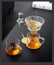 Hand Brewed Coffee Filter Set With Two Glass Coffee Cups Hand Brewing Pots Coffee Pour Over Coffee Kettle Pot Dripper Stand Cup-Health Wisdom™