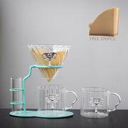 Hand Brewed Coffee Filter Set With Two Glass Coffee Cups Hand Brewing Pots Coffee Pour Over Coffee Kettle Pot Dripper Stand Cup-Health Wisdom™